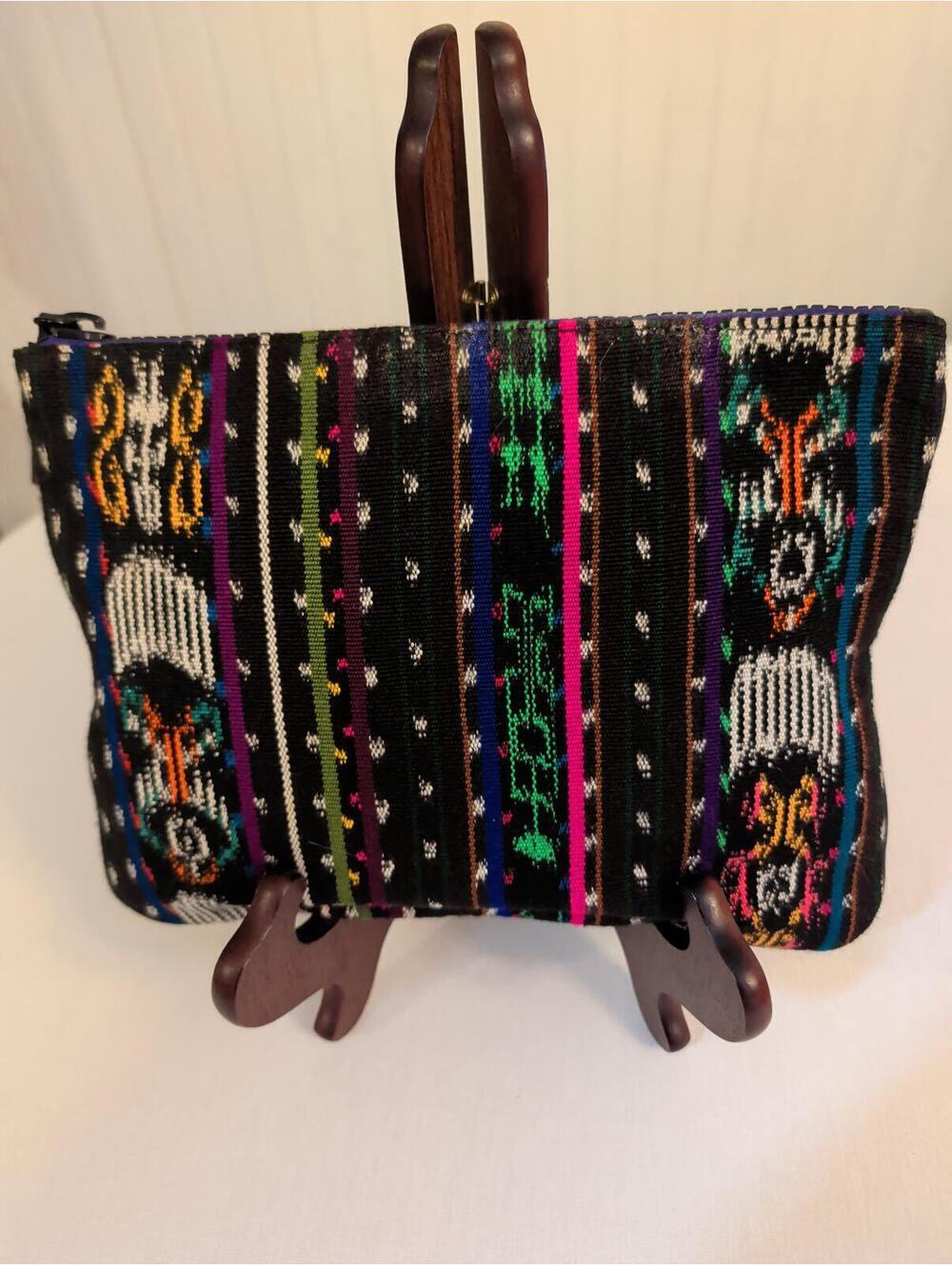 Rebecca Minkoff + The Honest Co. Black Leather and Patterned Clutch Handwoven